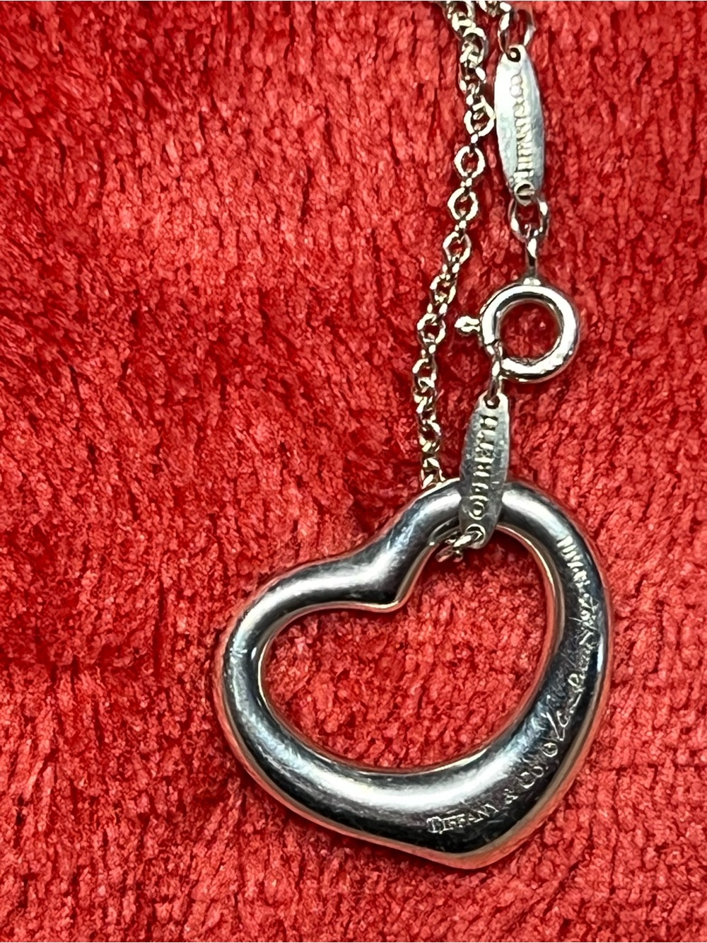 Authentic Tiffany & Co Elsa Peretti Open Heart Diamond Necklace 925 - Picture 6 of 12
